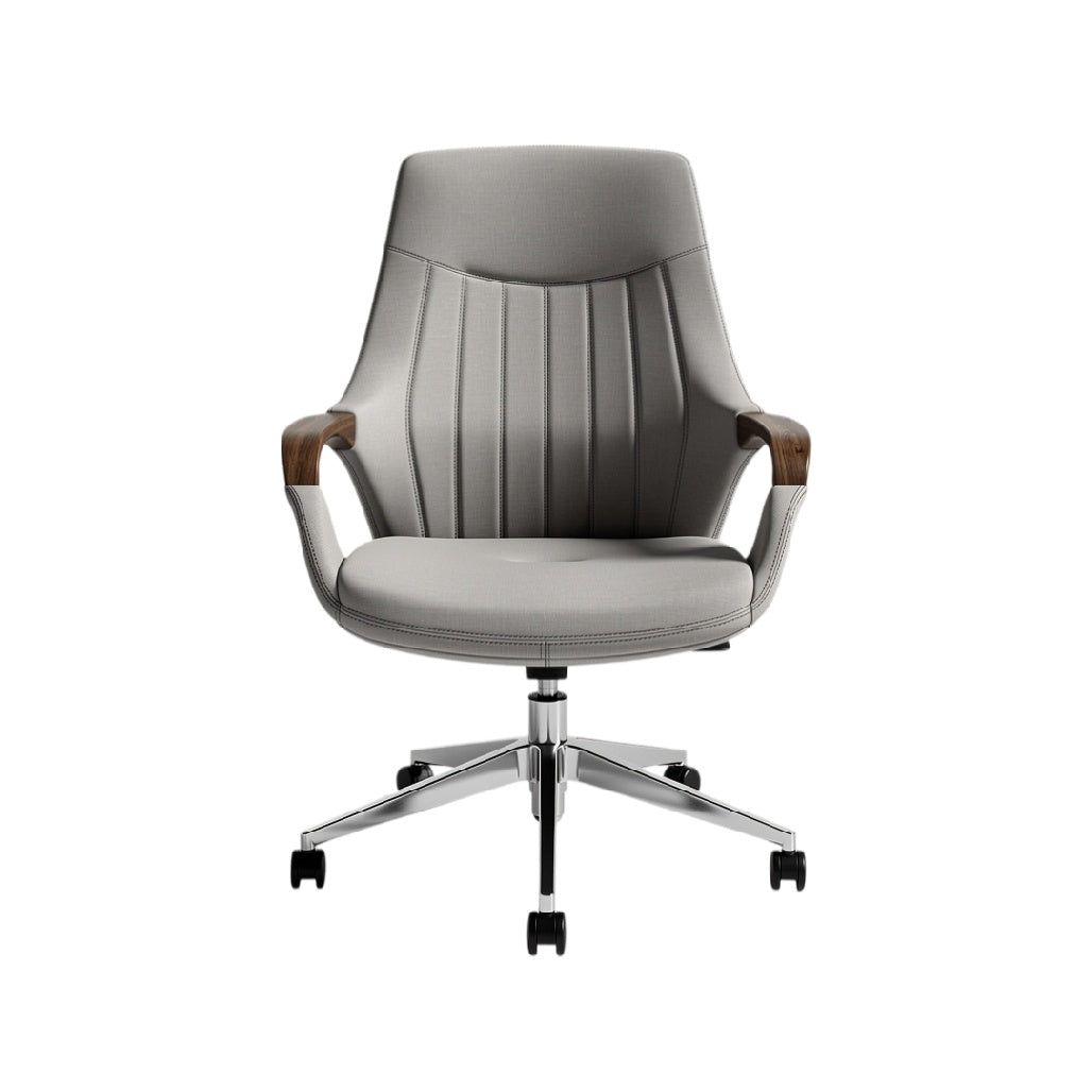 **Chaise de bureau ergonomique en tissu et accoudoirs en bois**