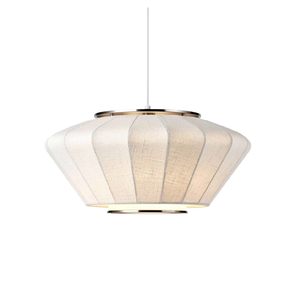 **Suspension en tissu avec design épuré et élégante finition chromée**