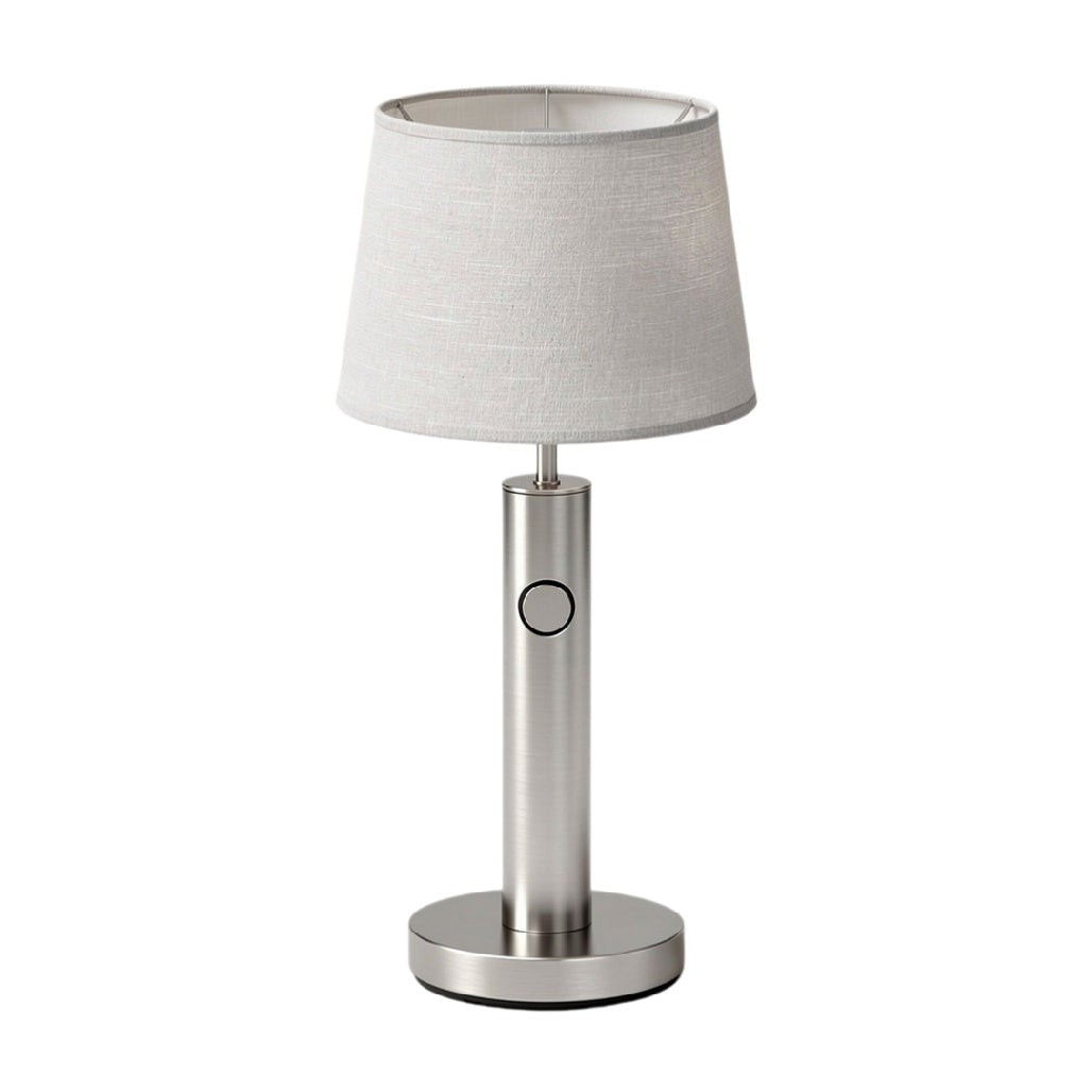 **Lampe de Table Moderne en Acier Inoxydable avec Abat-Jour en Tissu**