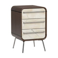 **Table de nuit moderne en bois avec tiroirs en marbre**