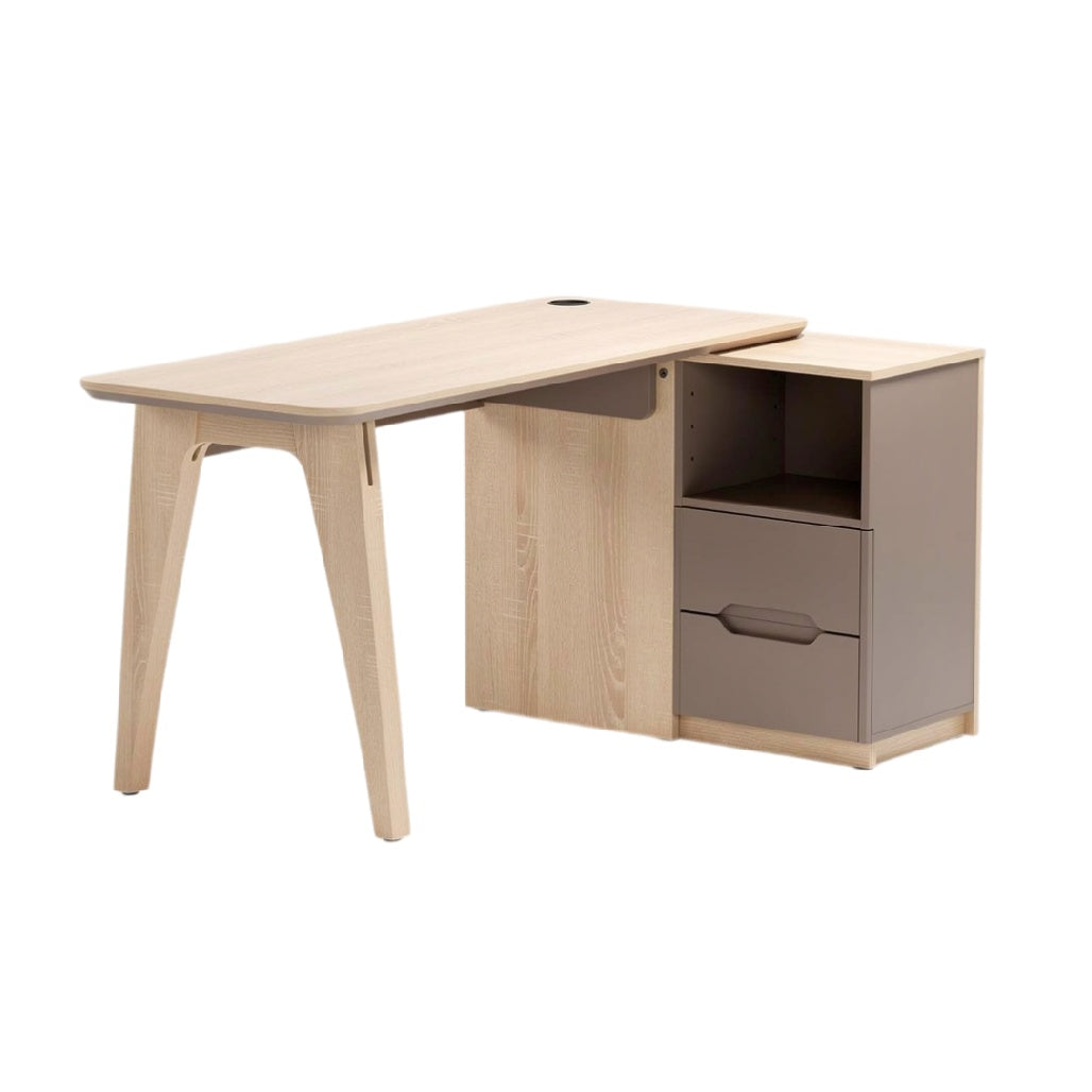 **Bureau en bois avec rangement intégré et compartiment pour câbles**